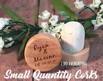 Personalized Wooden Wine Cork - Wooden Wine Stopper - Engraved Wine Stopper - Wedding Favor - Wedding Gift - SMALLER QUANTITY