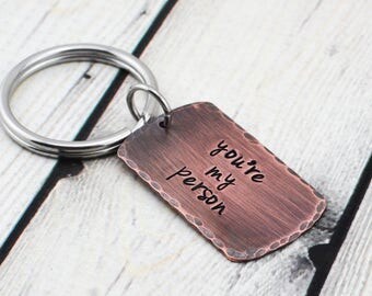 You're My Person Jewelry - You're My Person Keychain - Men's Personalized Keychain - Hand Stamped Anniversary Keyring - Boyfriend Gift