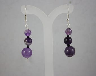 earrings, amethyst earrings, purple earrings, gemstone earrings, dangle earrings, drop earrings,