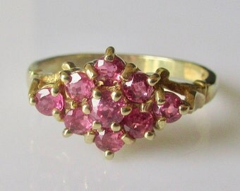 9ct Gold Ruby Cluster Ring