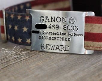 Hand stamped XL dog collar slide ID tag / dog tags for dogs / personalized / custom / large dog / silver / dog ID tag