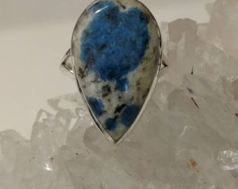 Azurite In Quartz Ring, Size 9