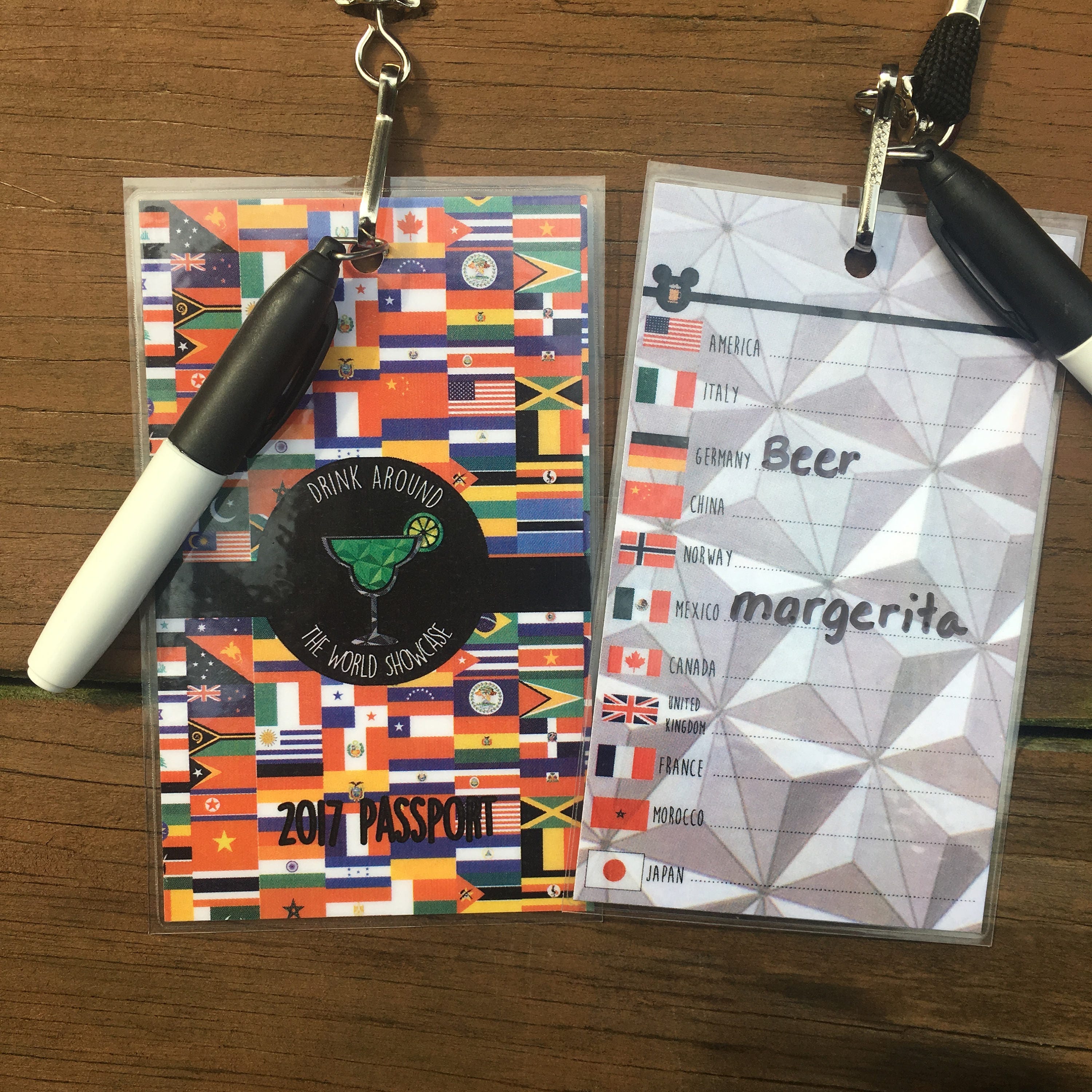 Drink Around the World Showcase Epcot Passport with Lanyard