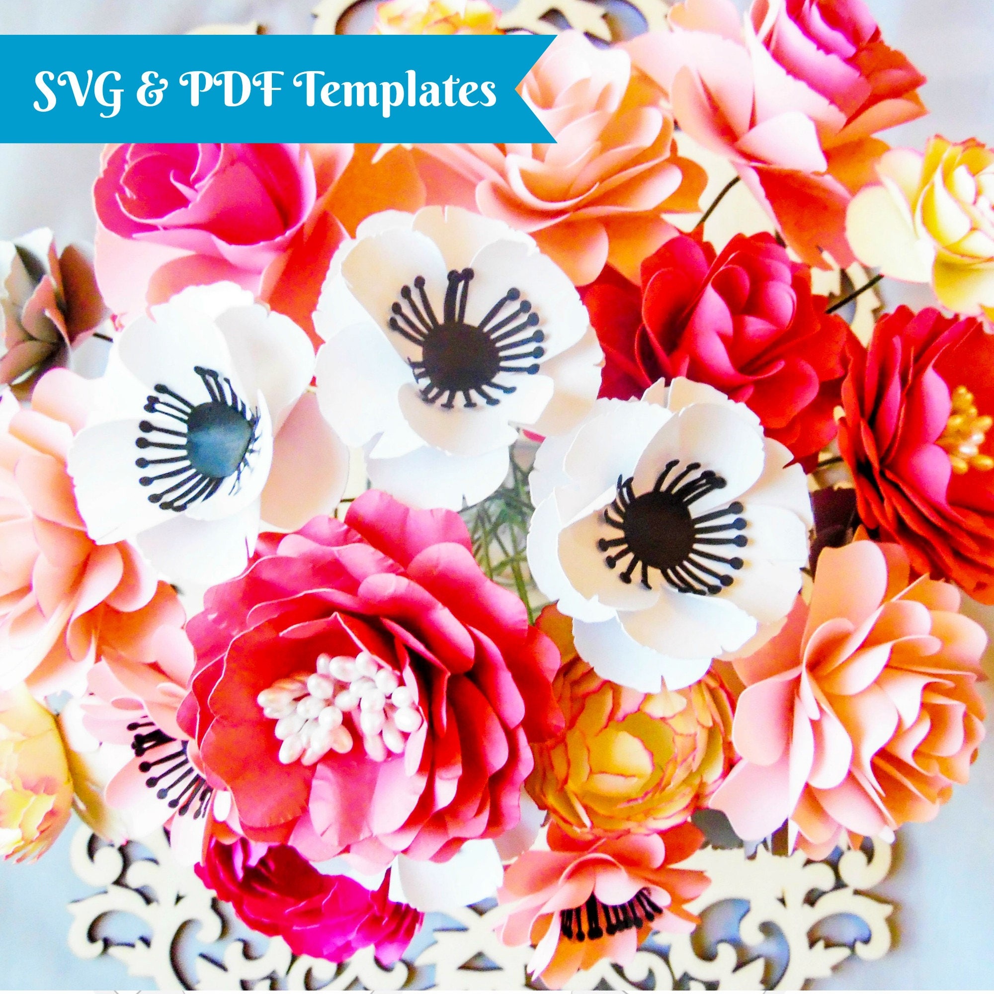 SVG Paper flower Cutting files DIY paper flower templates