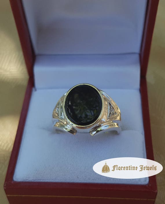 Tuscan Men's Ring in Sterling Silver with Genuine Black