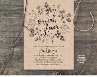 Rustic Bridal Shower Invitation Template, Wedding Shower Invite, Instant Download, DIY, Printable, Digital, Editable Template #018-105BS