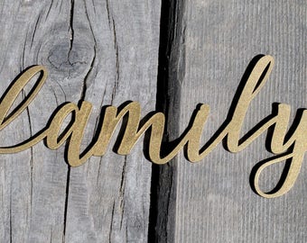 Sale! Family Script Word Wood Sign, Family Wood Sign, Laser Cut Wood Sign, Cursive Wood, Rustic Wall Sign family Personalized Wooden Sign