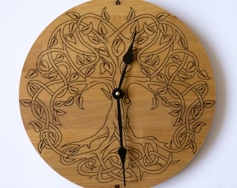 Tree of Life, Sacred Geometry, Lagre wooden Wall Clock, Unique clock, Modern Clock, Wooden Wall Clock, Mandala Wall Clock