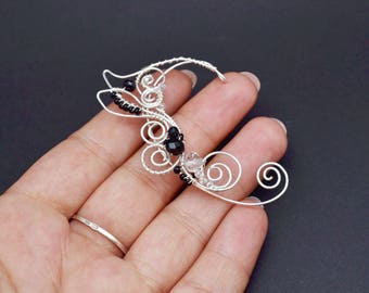 Elf ears earrings Elven jewelry Elf ear cuff Black earcuffs elf Ears cosplay Elf jewelry Ear cuffs no piercing Elven ear cuff ear wrap