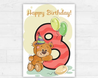 8th birthday cards | Etsy
