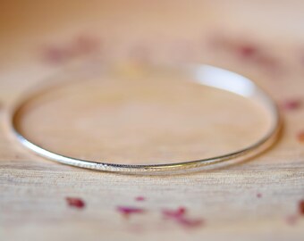 Hammered Silver Bangle | Thin Bangle