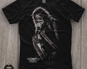 Aerosmith Steven Tyler Unisex Black T Shirt Graphic Tee Aerosmith Steven Tyler Men Shirt Aerosmith Steven Tyler Girl Shirt Size S M L XL 2XL