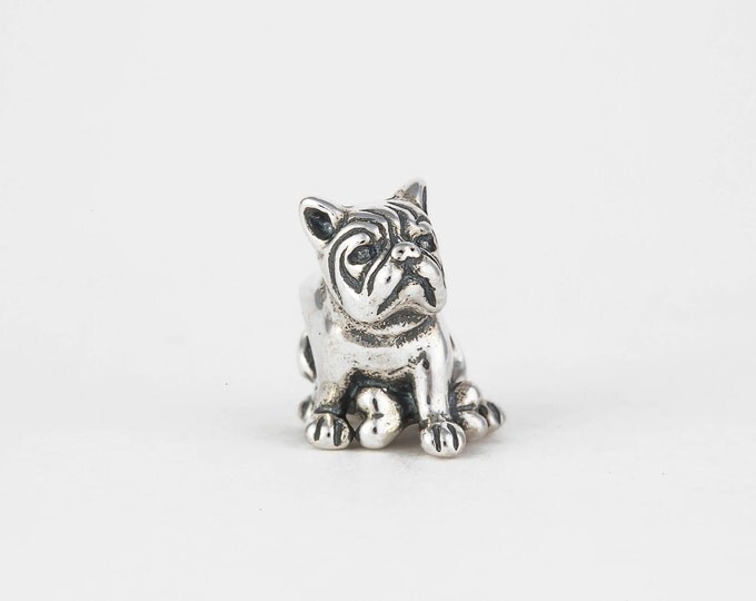 French Bulldog Charm | Silver Jewellery Bead, Animal Charms for Bracelet, Charm Necklace Gift for Her, Delicate Puppy Dog Charm