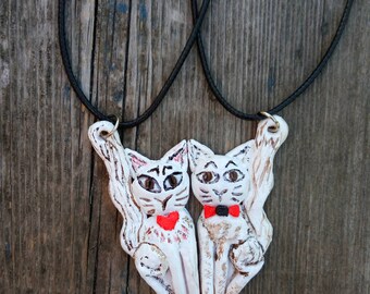Cat pendant Cat jewelry gift for couple Boyfriend gift for girlfriend Friendship gift for friend Animal lover gift for teen girls Cat lady