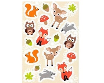 Forest Animals Stickers 3 Paper Sheets 12x8cm, Kids Stickers, Childrens Stickers, Cute Animals Self-adhesive Stickers, Scrapbooking, Gluing