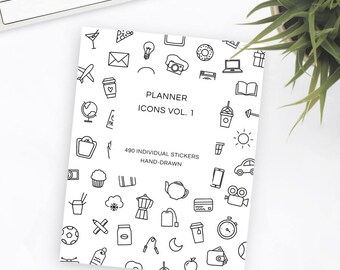SB1 | Sticker Book | Icon Sticker Book | Icon Stickers | Doodle Stickers | Functional Stickers | Planner Stickers | Bullet Journal Stickers