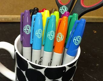 Sheet of 12 Mini Monogram Sticker Labels- Perfect for Chargers, Desk Supplies, etc.