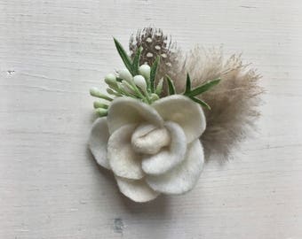 feathered white I N D I E | flower headband | felt headband | felt flower headband | WickedLittles