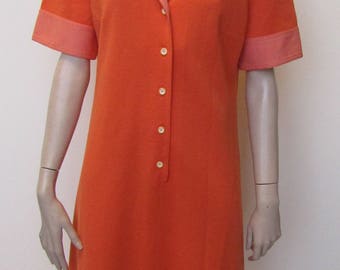 Lovely Orange Vintage Day Dress - Size 14 - 70s