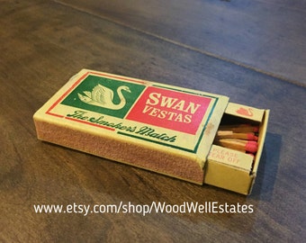 On Sale RARE Swan Vestas Matches - The Smokers Match British Made - Bryant & May Ltd By Appointment to H.M. The Queen
