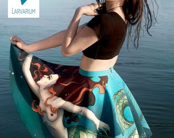MERMAID SKIRT, circle skirt, tulle petticoat, party skirt, summer skirt, high waisted, made to measure, fantasy, siren, sea, ocean skirt