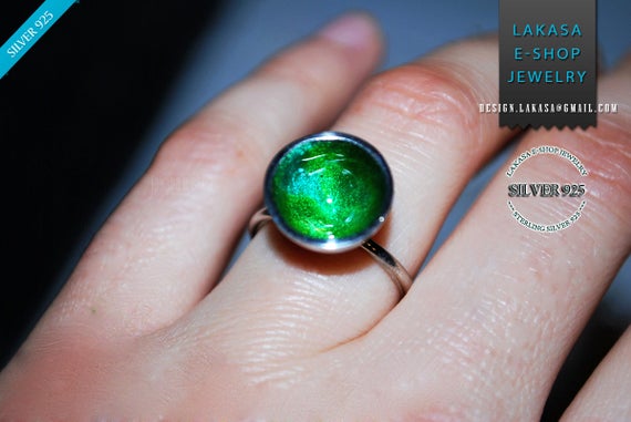Ring Green Enamel Sterling Silver Jewelry Best gift idea for her Birthday Anniversary Fine Greek Art Woman Summer Collection Moda Girlfirend