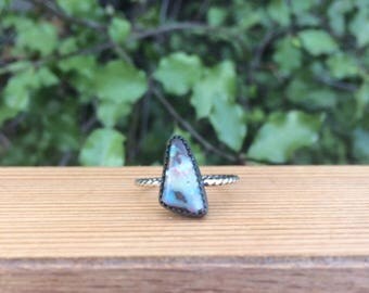 Silver Boulder Opal Ring / Sterling Silver Ring / Triangle Opal Ring / Australian Opal Ring / Rough Opal Ring / Silver Opal Ring / Vegan