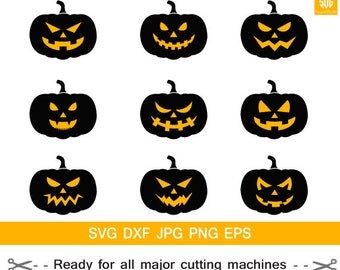 Pumpkin faces clipart,scary pumpkin svg, Halloween pumpkin svg, halloween svg,Jack O Lantern SVG, Cricut download svg jpg png dxf Silhouette