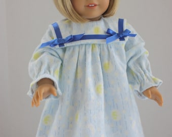 Blue flannel American Girl nightgown, American Girl, Fits 18 inch American Girl