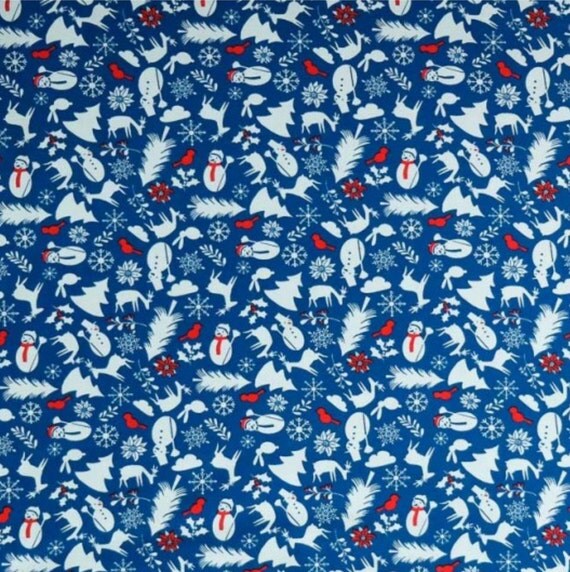 Organic jersey fabric Christmas snownman reindeer organic