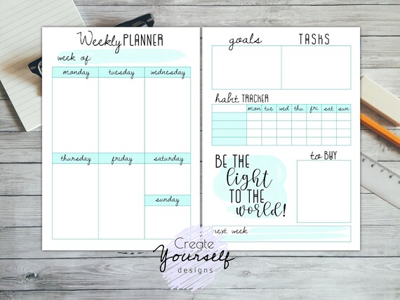 printable weekly planner printable planner pages printable