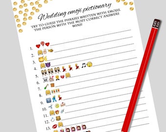 Emoji pictionary Bridal shower games Wedding emoji pictionary Bridal emoji pictionary Bridal shower emoji game Emoji bridal shower game gues