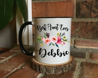 Best Aunt Ever Mug,Bae Mug,Aunt Mug, Coffee Mug,Gift for Auntie,Gift for Her,Floral Aunt Mug,Aunt Gift,New Aunt Gift,Pregnancy Announcement