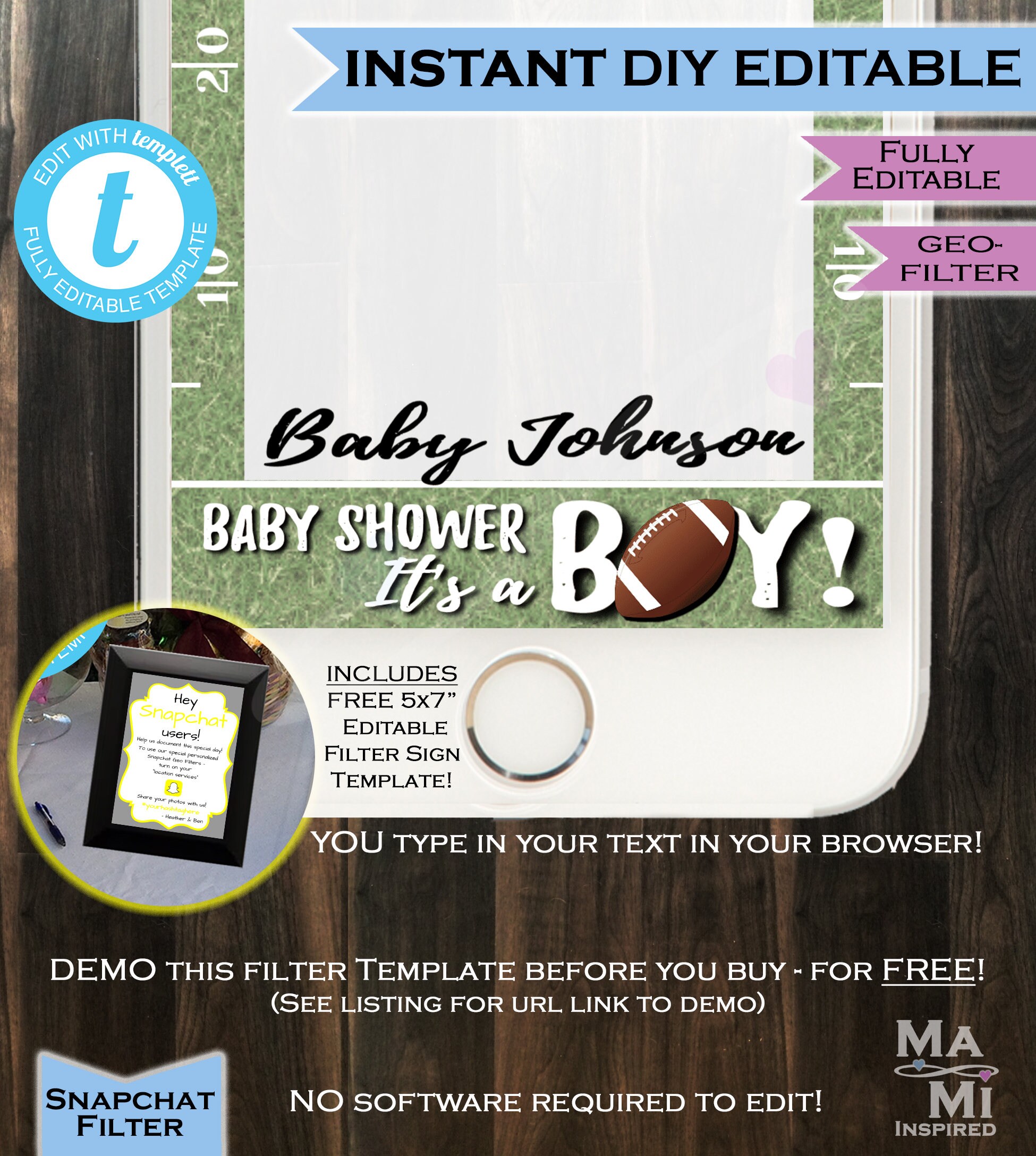 Football Baby Shower Snapchat Geofilter Baby boy shower