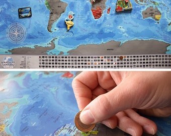 Scratchable Map - Detailed XXL Scratch Off Map; USA Divided Into States; World Map Poster; Vibrant Colours; scratch-off map;