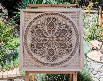 Wood Wall Art " Gothic Rose ",Wood Mandala,Luxury Wedding Gift,Decor,Wall Decor,Multi layer Sculpture,Engraving Wood,Laser Artwork,Laser cut