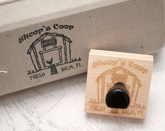 CUSTOM Egg Carton Stamp - Farm Stamp - Wooden Egg Stamp - Farm Fresh Eggs - Chicken Coop - Homestead Stamp - Rubber Stamp - Coop