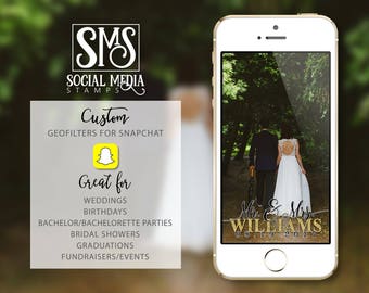Snapchat Geofilter Wedding, Wedding Geofilter, Custom Snapchat, Stamp, Watermark, Social Media, Wedding Decor, Snapchat Filter