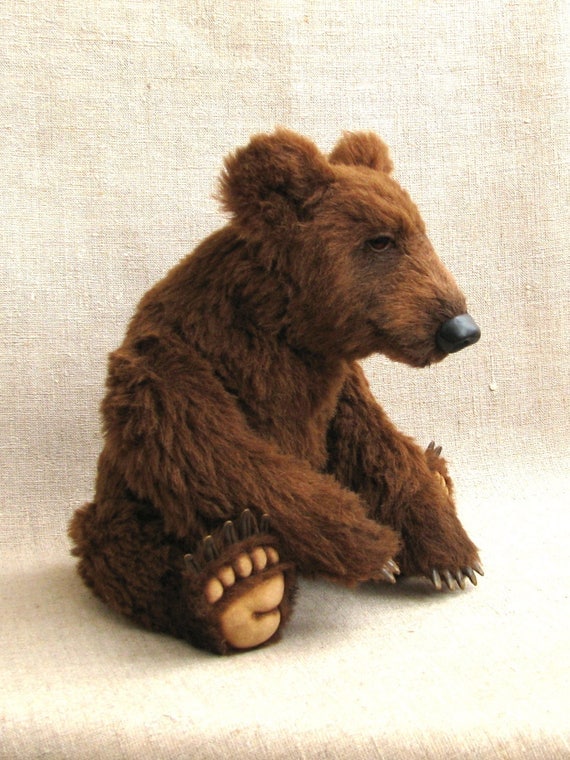 Realistic bear teddy bear OOAK BENNIE 38 cm alpaca