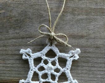 Joy - Crocheted Handmade Snowflake Christmas Tree Ornament