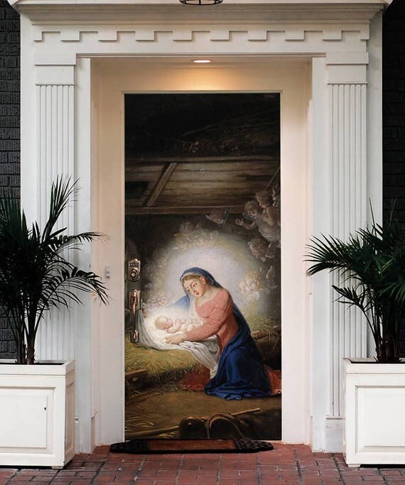 Items similar to Nativity Scene Entry Door Cover - Christmas Front Door