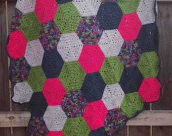 Crochet Hexagon Spiral Motif for making blankets or bags