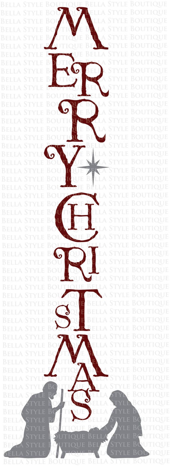 Vertical Merry Christmas Nativity Svg Cut File