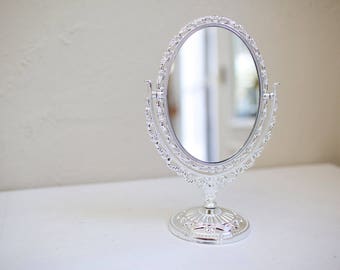 6" x 10" Oval Silver Vanity Plastic Mirror. Blank or for custom painted wedding sign. Menu, dessert bar, cocktails, instagram, welcome