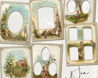 Vintage Photo Album Pages set 3 digital scrapbooking graphics / clipart / altered art / mixed media collage / instant download / printable