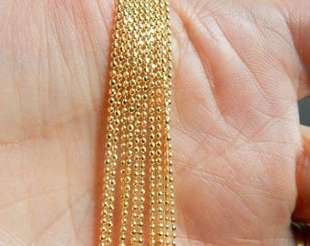 Gold vermeil (gold plated sterling silver) diamond cut 1.2mm ball finihed chain, finished necklace, faceted ball chain,