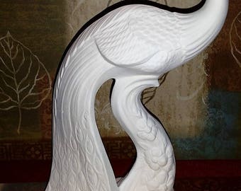 Ready to Paint VINTAGE Peacock Unpainted Ceramic Bisque Peacock Perched on Flower Stand Paint Your Own Pottery U Paint Ceramic Bisque