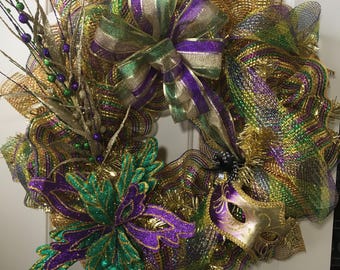 Mardi gras wreath | Etsy