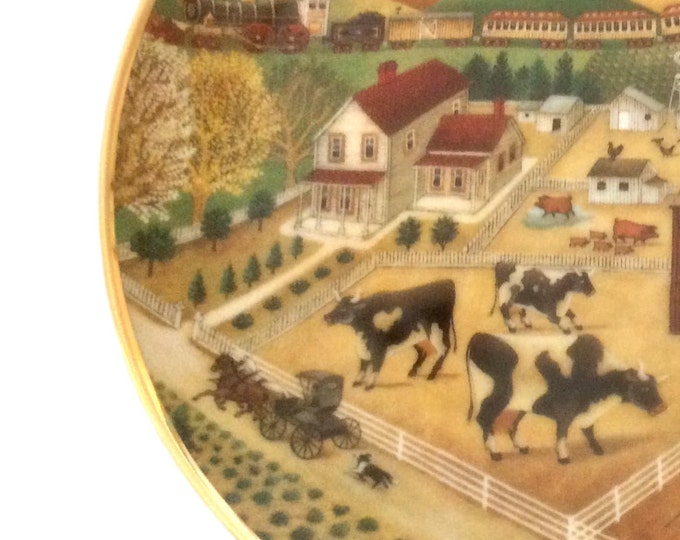 American Folk Art Vintage Plate, Lowell Herrero, Franklin Mint, Country Journeys, Modern Farmhouse Decor, Cow Plate
