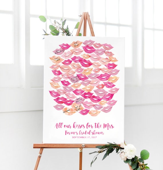 Bridal Shower Guest Book Lipstick Kisses Guest Book